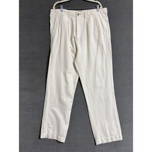 Wythe Pants Mens 36x33 Natural Cream Pleated Cotton Linen Button Fly Casual